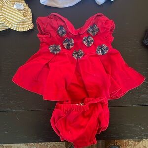 EUC Janie and Jack Tartan Plaid Bow Christmas Holiday Dress